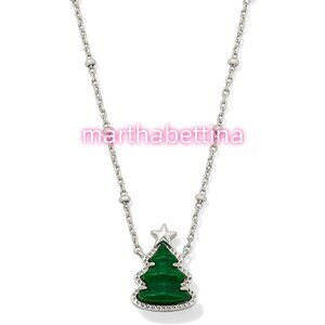 Holiday Tree Silver Short Pendant Necklace